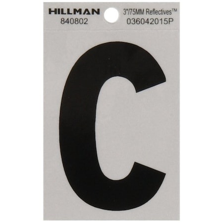 Hillman 3 in. Reflective Black Vinyl Self-Adhesive Letter C 1 pc, PK6 840802